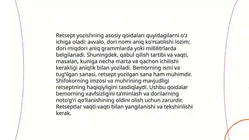 Retsept strukturasi. Retsept yozish qoidalari 4