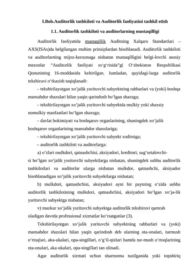 Korxonaning auditorlik tekshiruvidan oʻtakzish ishchi dasturi 4