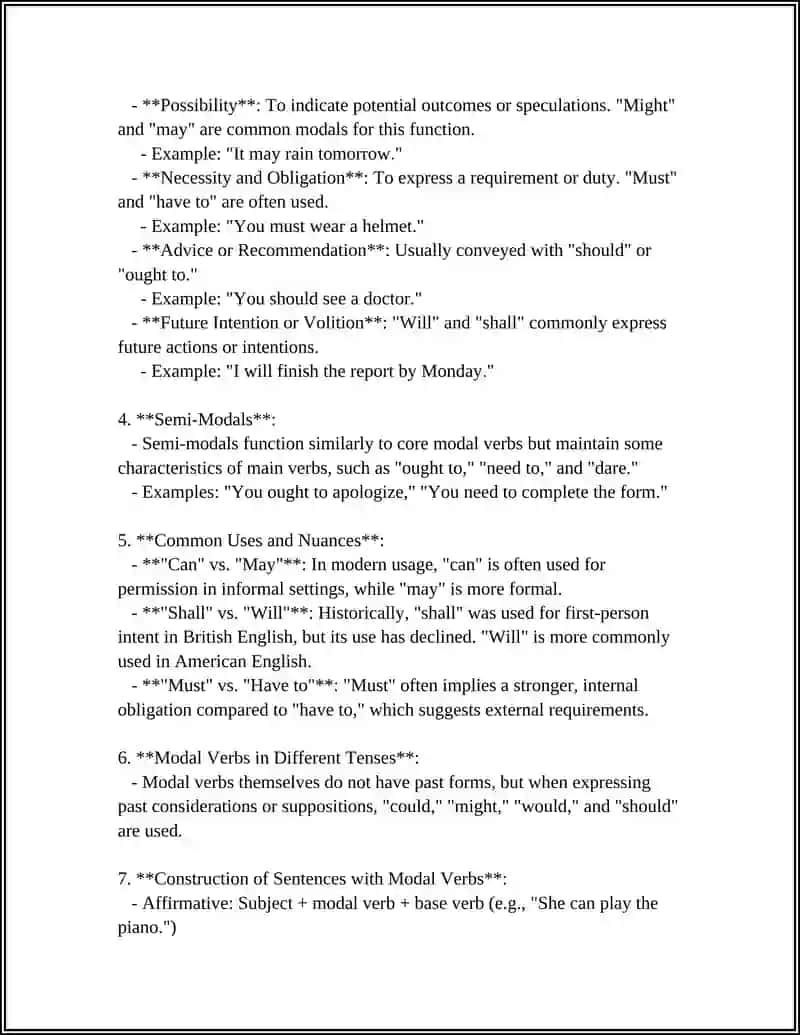 MUSTAQIL ISH Theme: MODAL VERBS 4