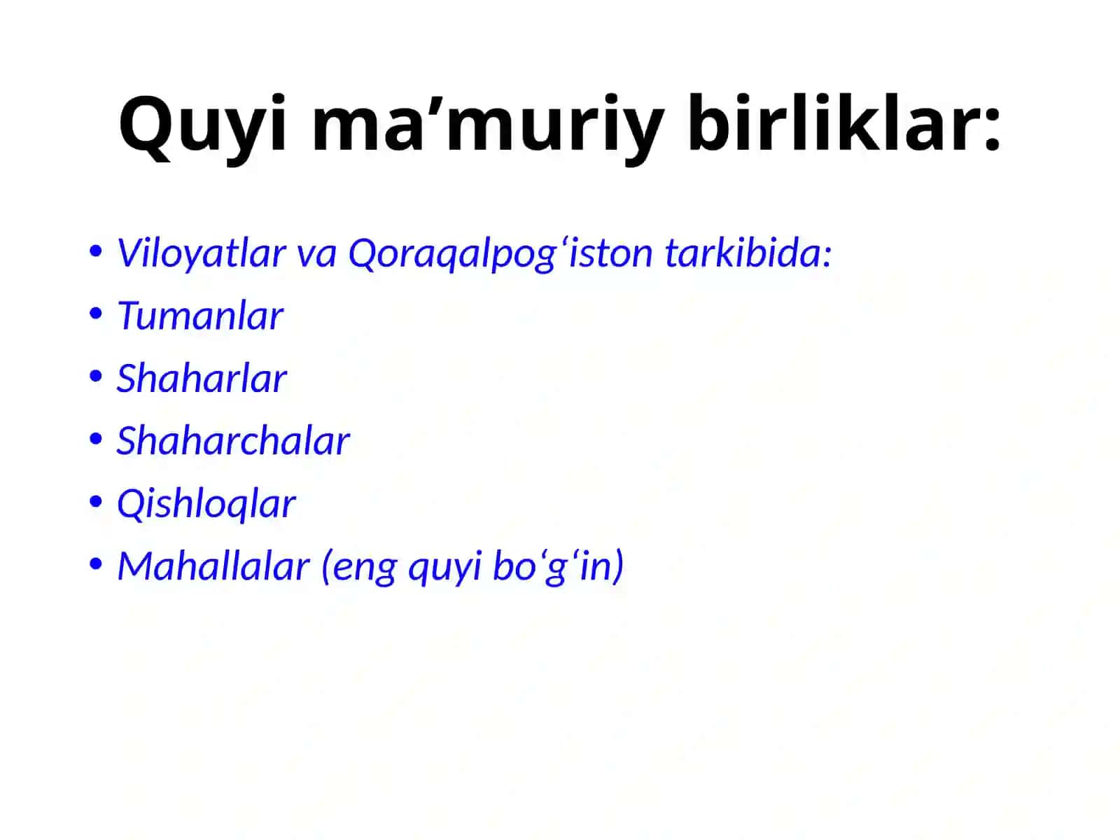 O'zbekiston Respublikasi Ma'muriy Hududiy Tuzilishi 4