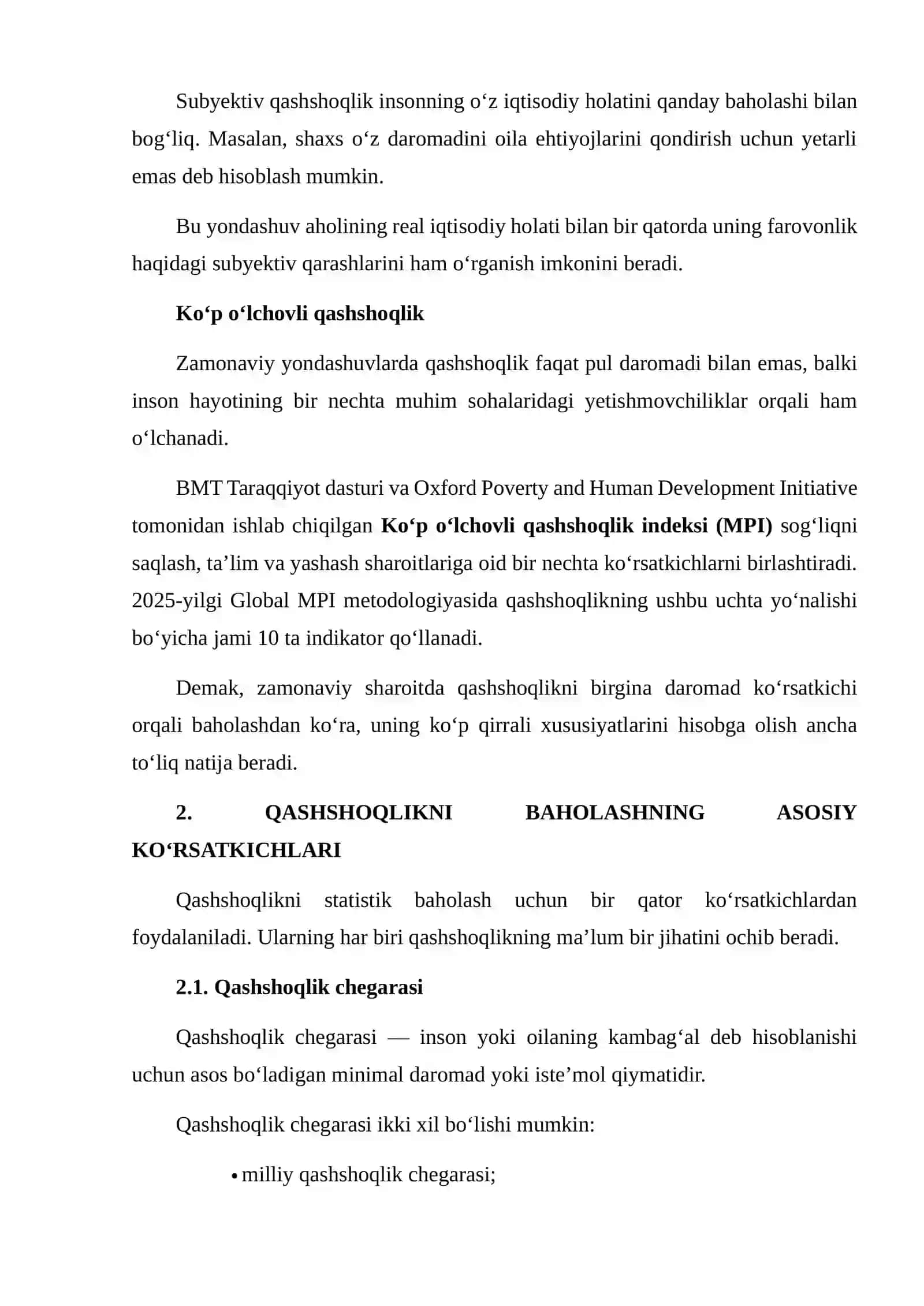 Qashshoqlik va Daromadlar Tengsizligini Baholash Ko‘rsatkichlari Bo‘yicha Taqqoslama Tahlil 4