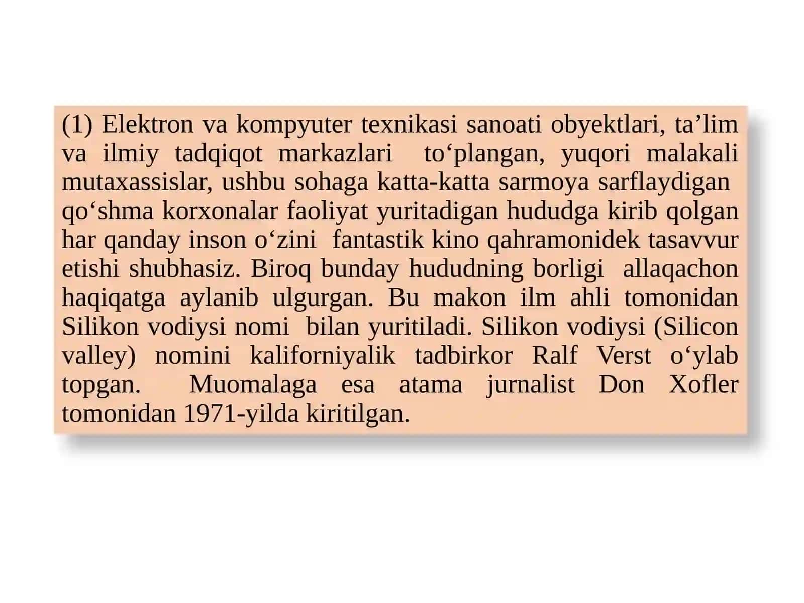 10-sinf Ona tili dars ishlanma. Silikon vodiysi matni ustida ishlash 4