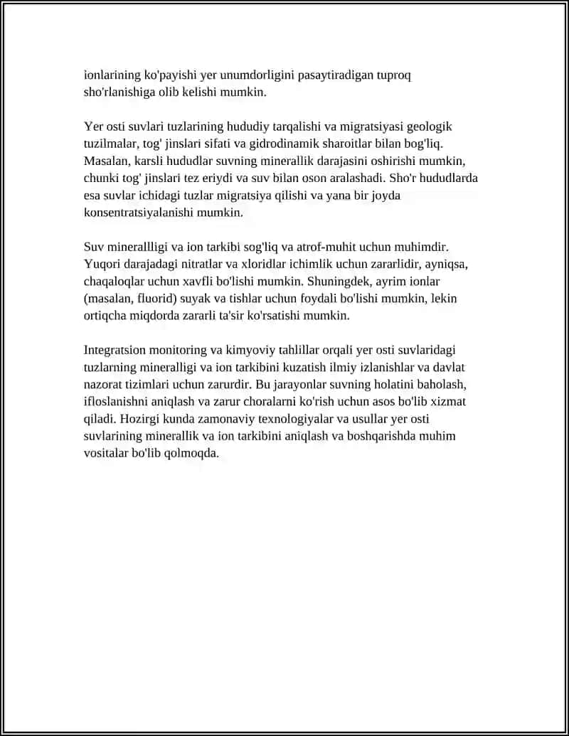 YER OSTI SUVLARI TUZLARI VA MIGRATSIYASI 4