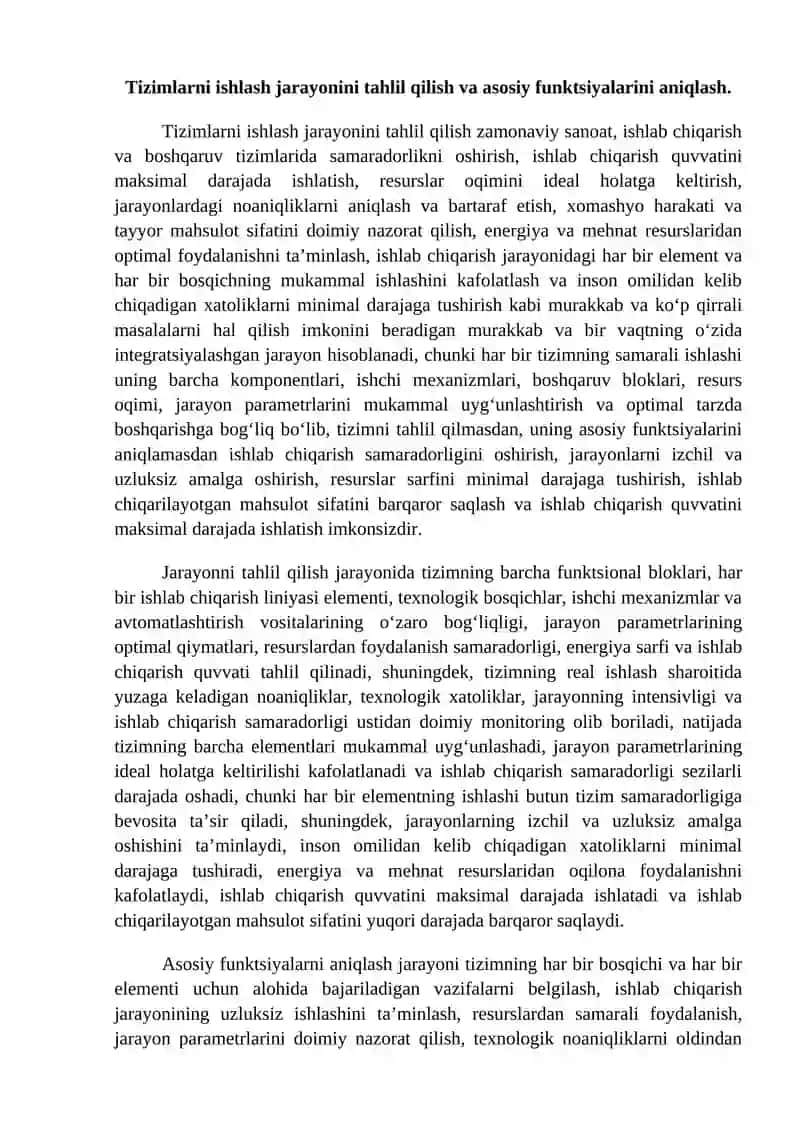 Tizimlarni ishlash jarayonini shakillantirish va algoritmlash 4