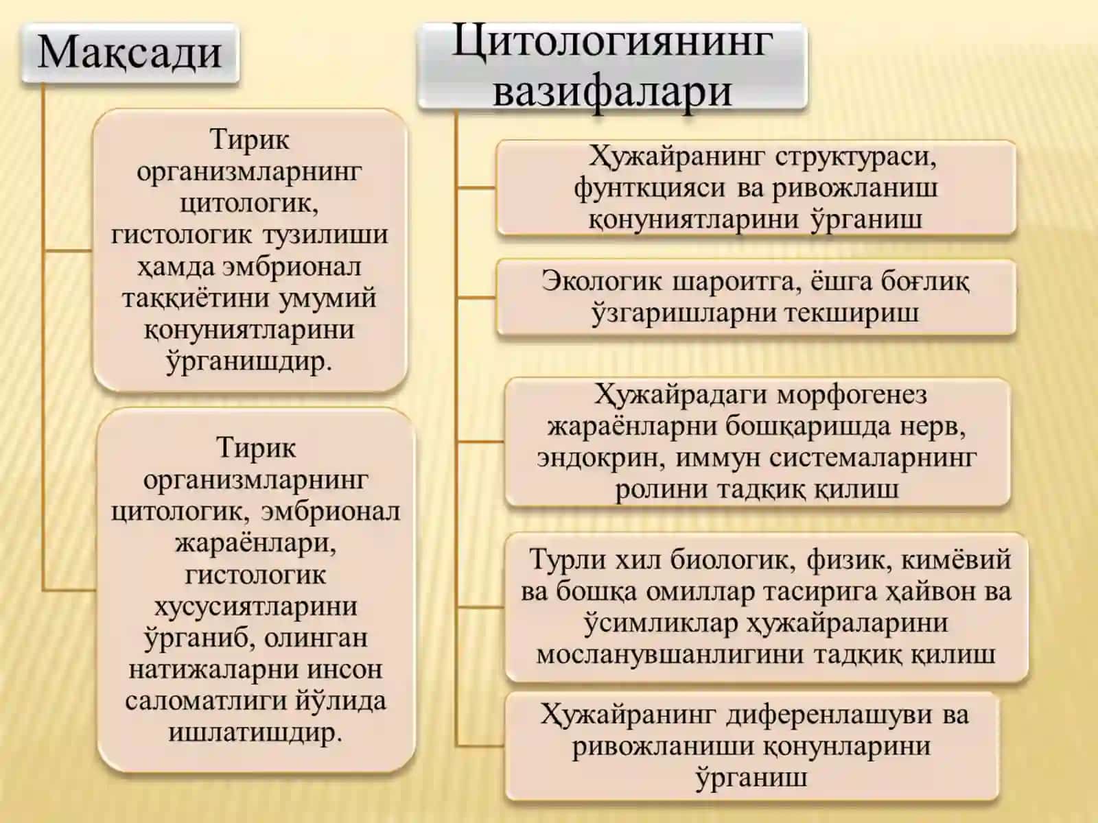 Цитология фанининг мазмуни, мақсади ва вазифалари 4