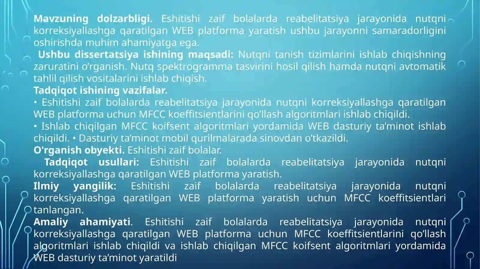 NUTQIDA NUQSONI BOR BOLALARNI OVOZ TALAFFUZINI YAXSHILASHGA QARATILGAN WEB DASTURIY TA’MINOT 4