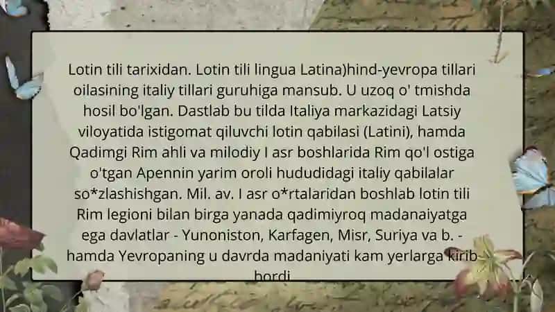 Lotin tili fanidan tayyorlangan mustaqil ish 4