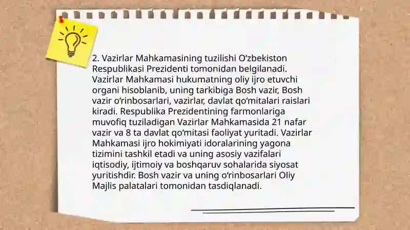 Vazirlar Mahkamasining tarkibi va shakllantirish tartibi 4