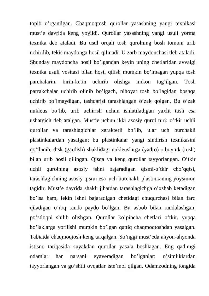 Paleolit davri xo’jaligi va moddiy madaniyati 4