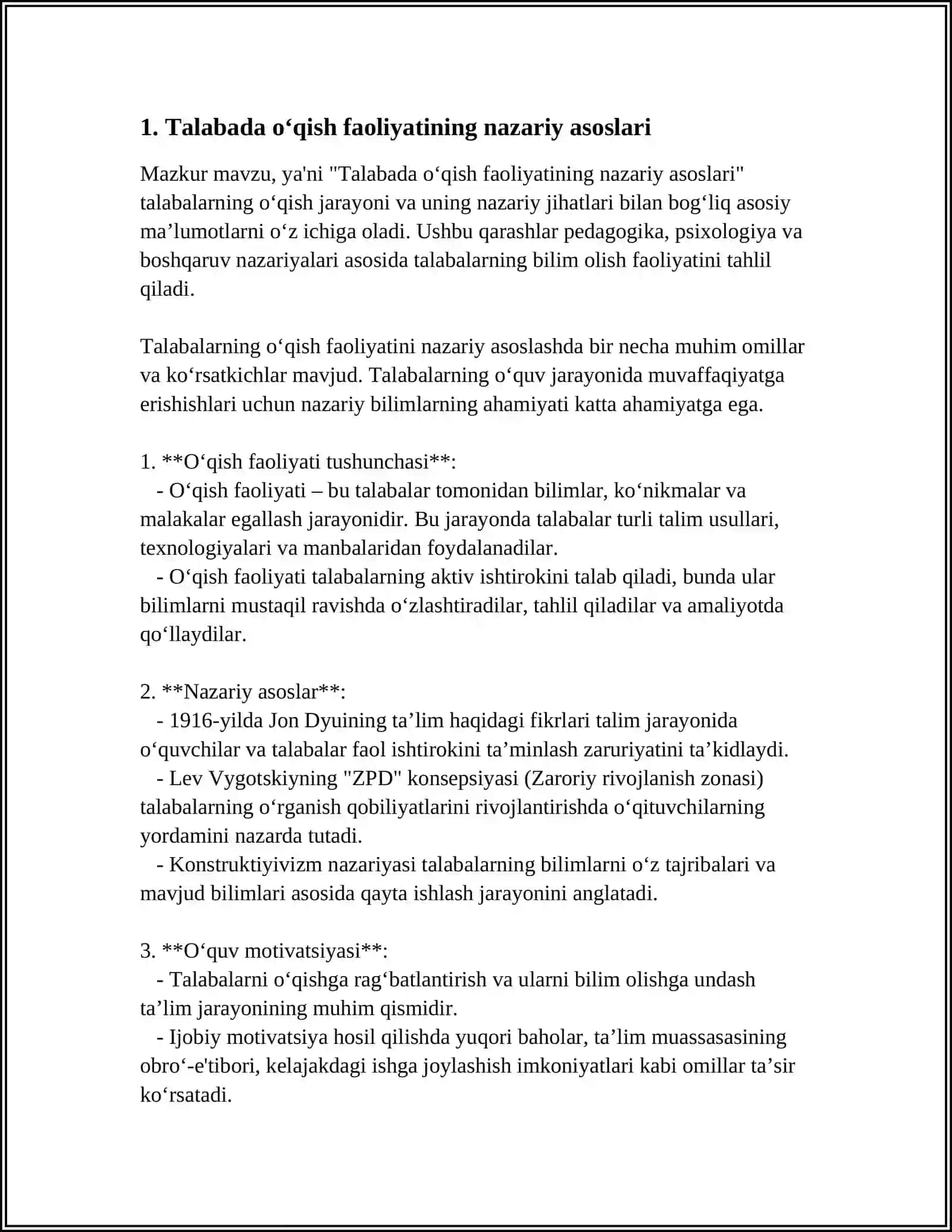 TALABADA O‘QISH FAOLIYATI, UNING KOMPONENTLARI VA PSIXOLOGIK XUSUSIYATLARI 4