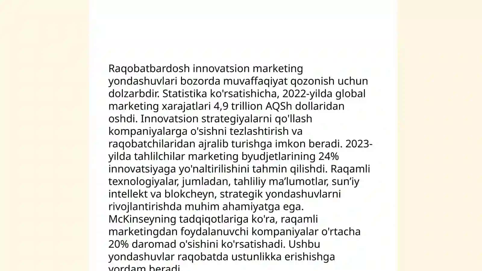 Innovatsion faoliyatning marketing strategiyasi 4