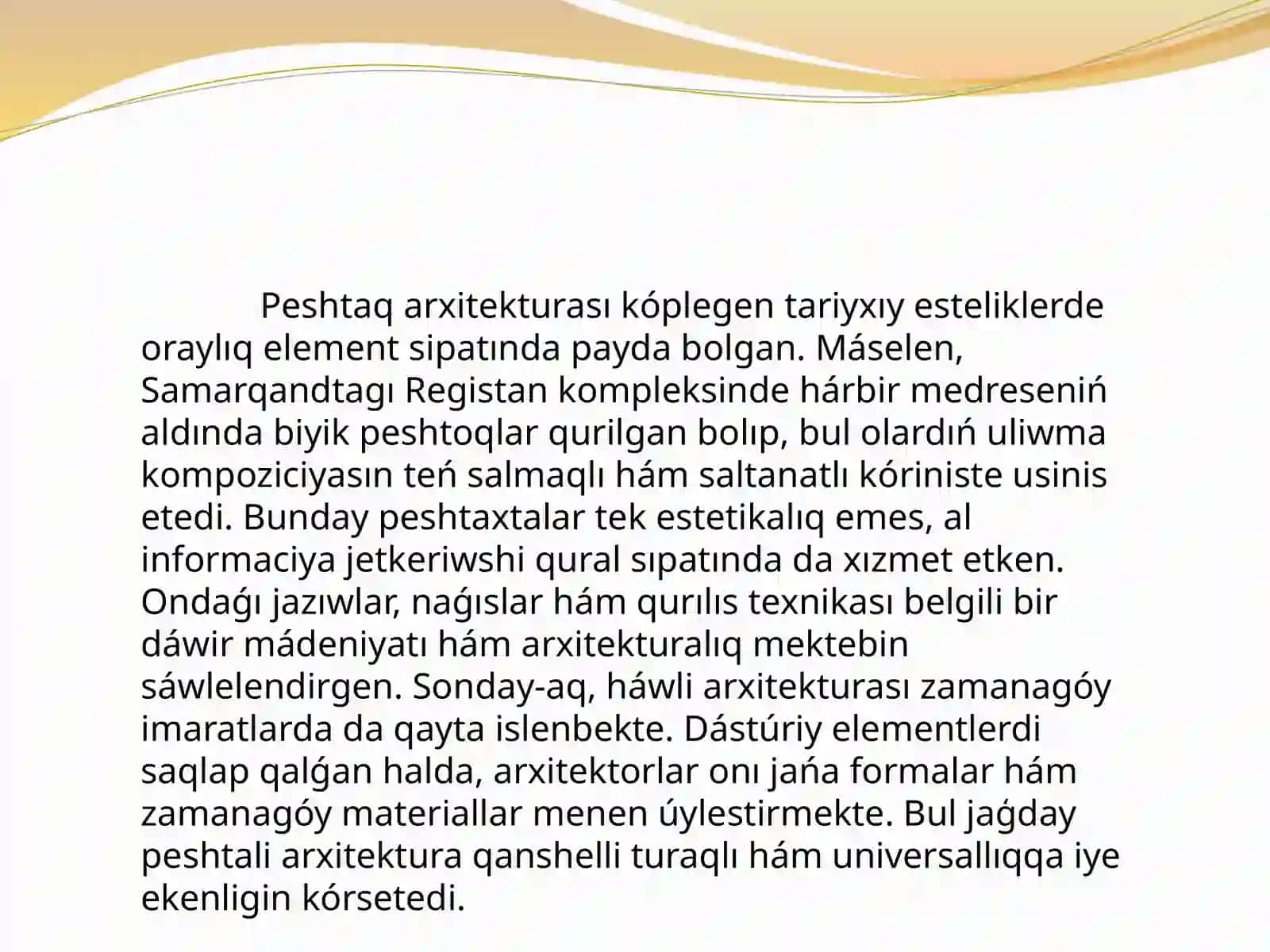 Peshtoqli usilining rawajlaniw basqishlari 4