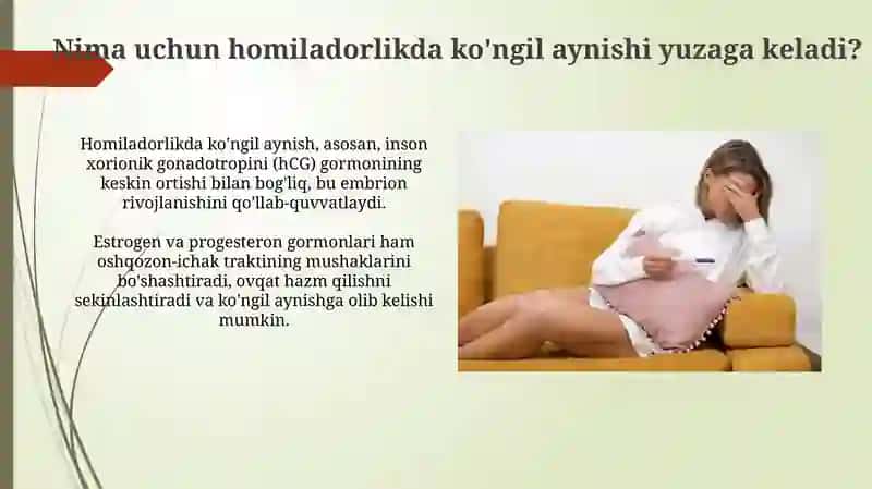 Ertalabki ko'ngil aynishi va homiladorlikdagi ko'ngil aynishi 4