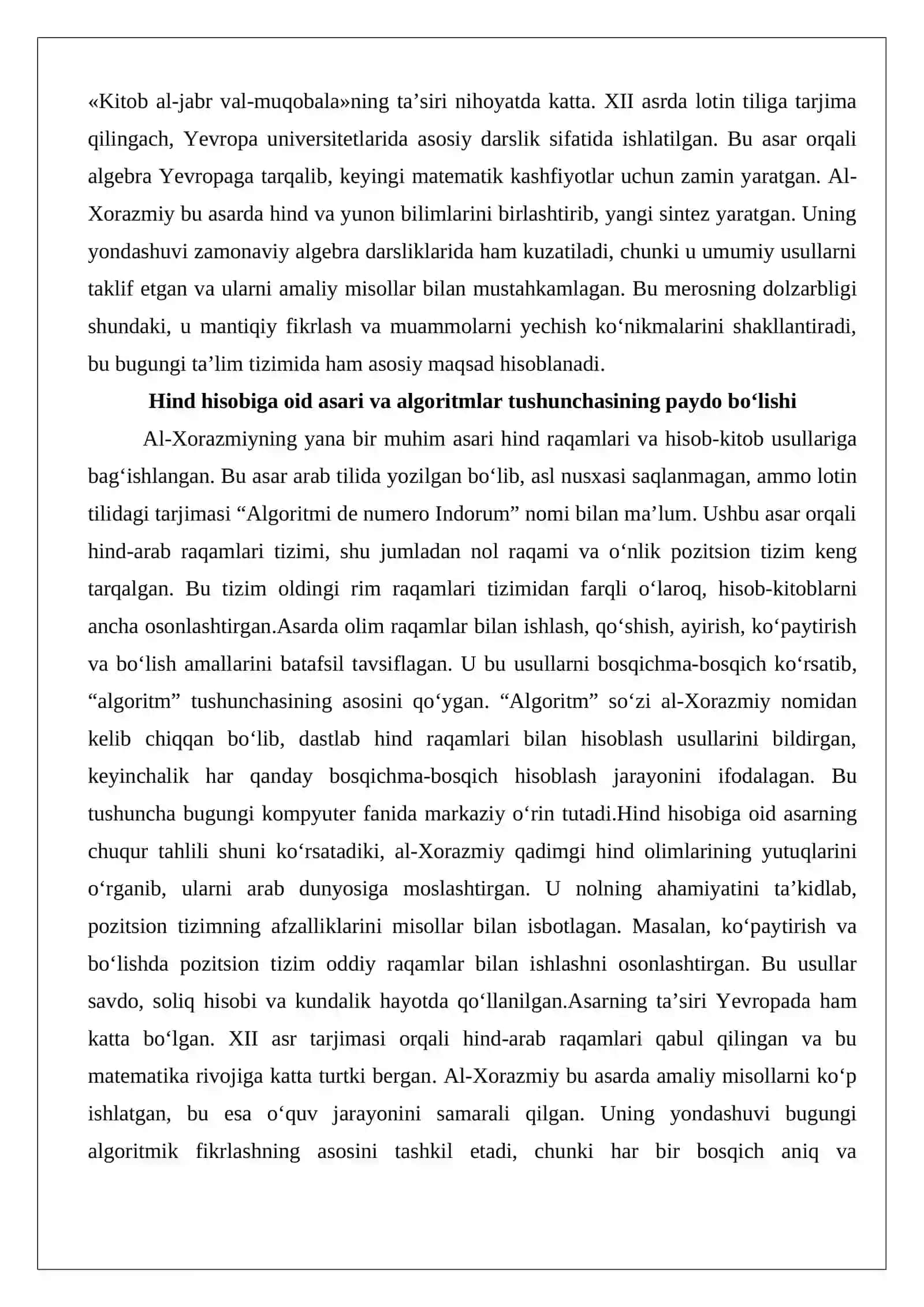 Muhammad Xorazmiyning lotin tiliga tarjima qilingan asarlari va ularning fan tarixidagi ahamiyati 4