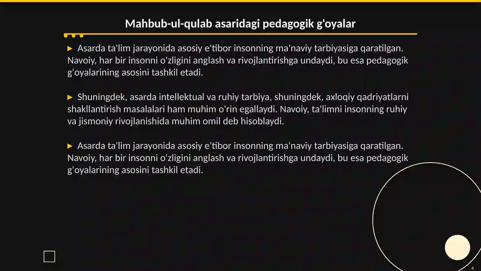 Mahbub-ul-qulab asarining pedagogik tahlili 4