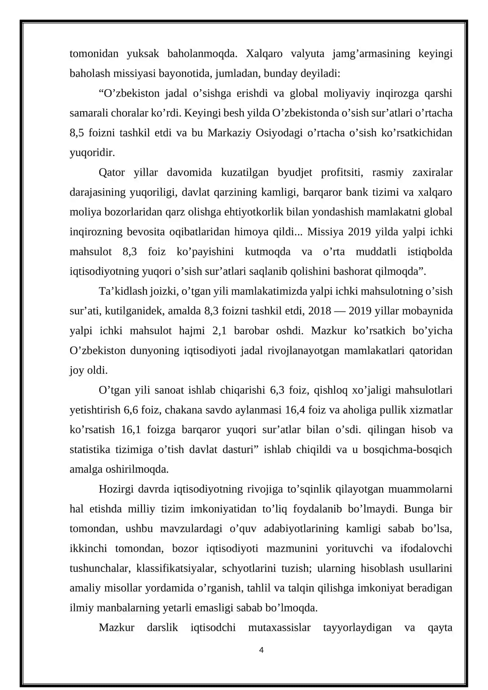 O’zbekistonda milliy hisoblar tizimi: holati va istiqbollari 4