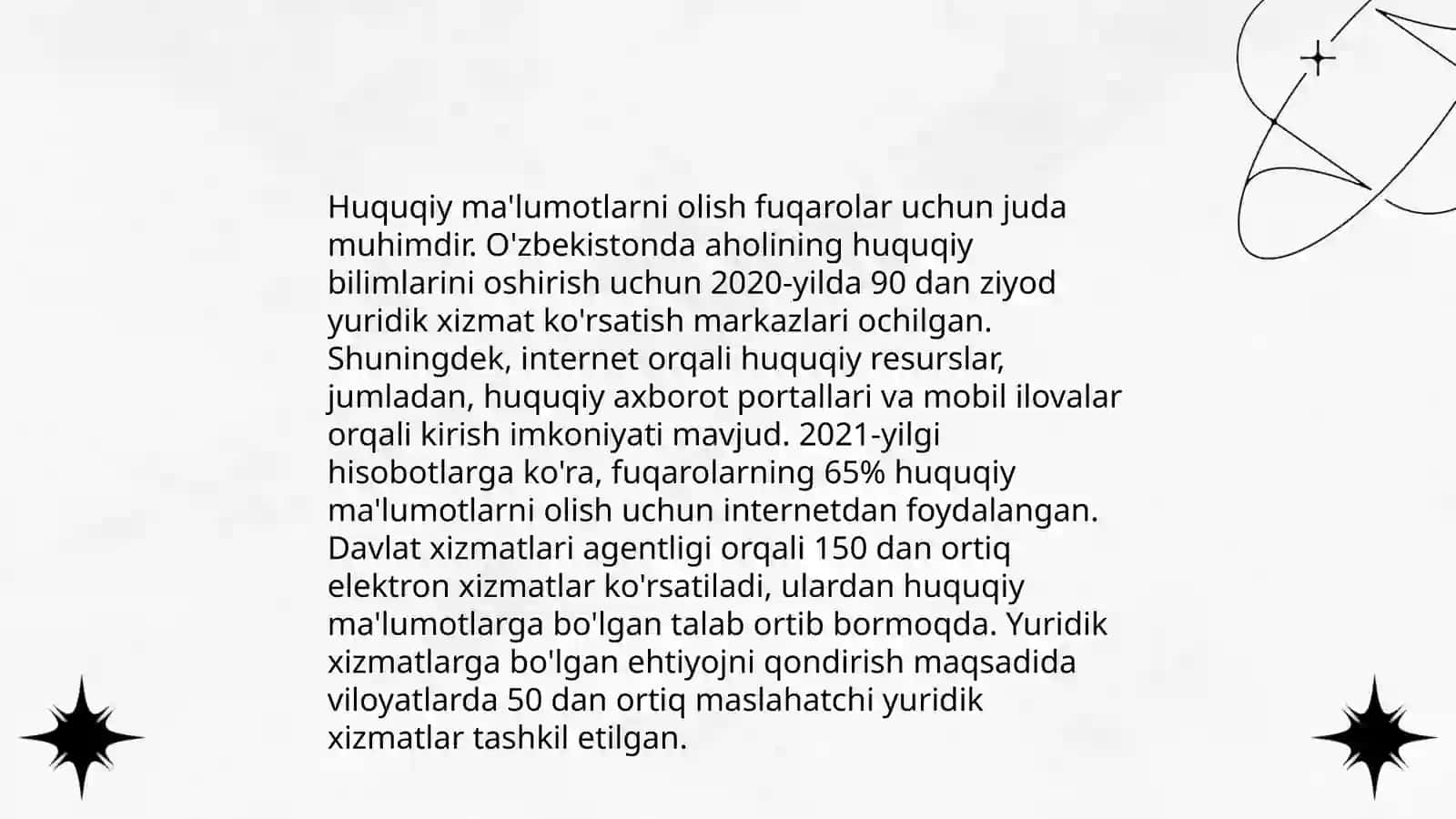 O'zbekiston Respublikasida huquqiy ma'lumotlarga erishish masalalari 4
