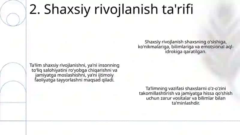 Shaxsning rivojlanishi va ijtimoiylashuvi tarbiya maqsad va vazifasi 4