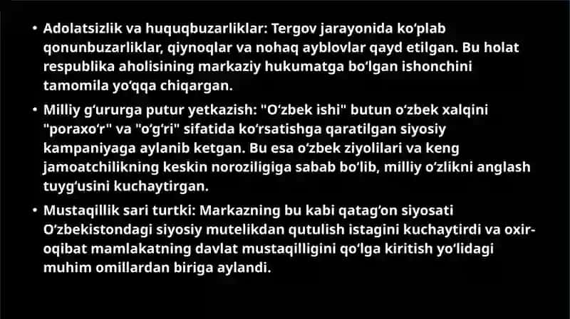 “Qayta qurish” yillarida O`zbekistondagi ijtimoiy-siyosiy vaziyat. 4