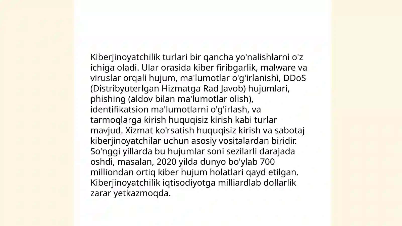 Kiberjinoyatchilik va ularning keng tarqalishining sababi 4