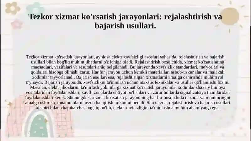 Tezkor xizmat ko'rsatish va ishlarni bajarish tartibi 4
