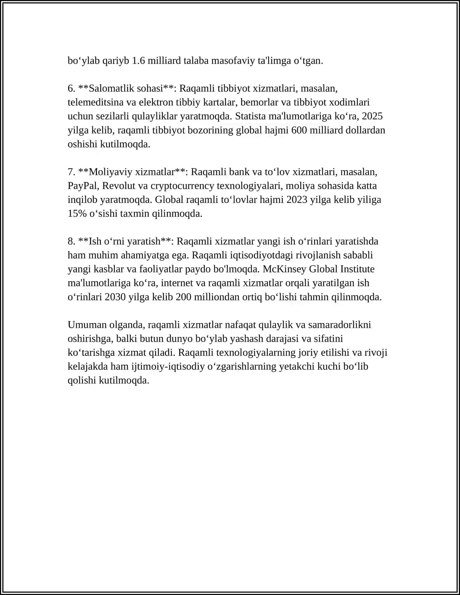 RAQAMLI XIZMATLAR TEXNOLOGIYALAR KO'RSATGICHLARINI ANIQLASH YO'LLARI 4