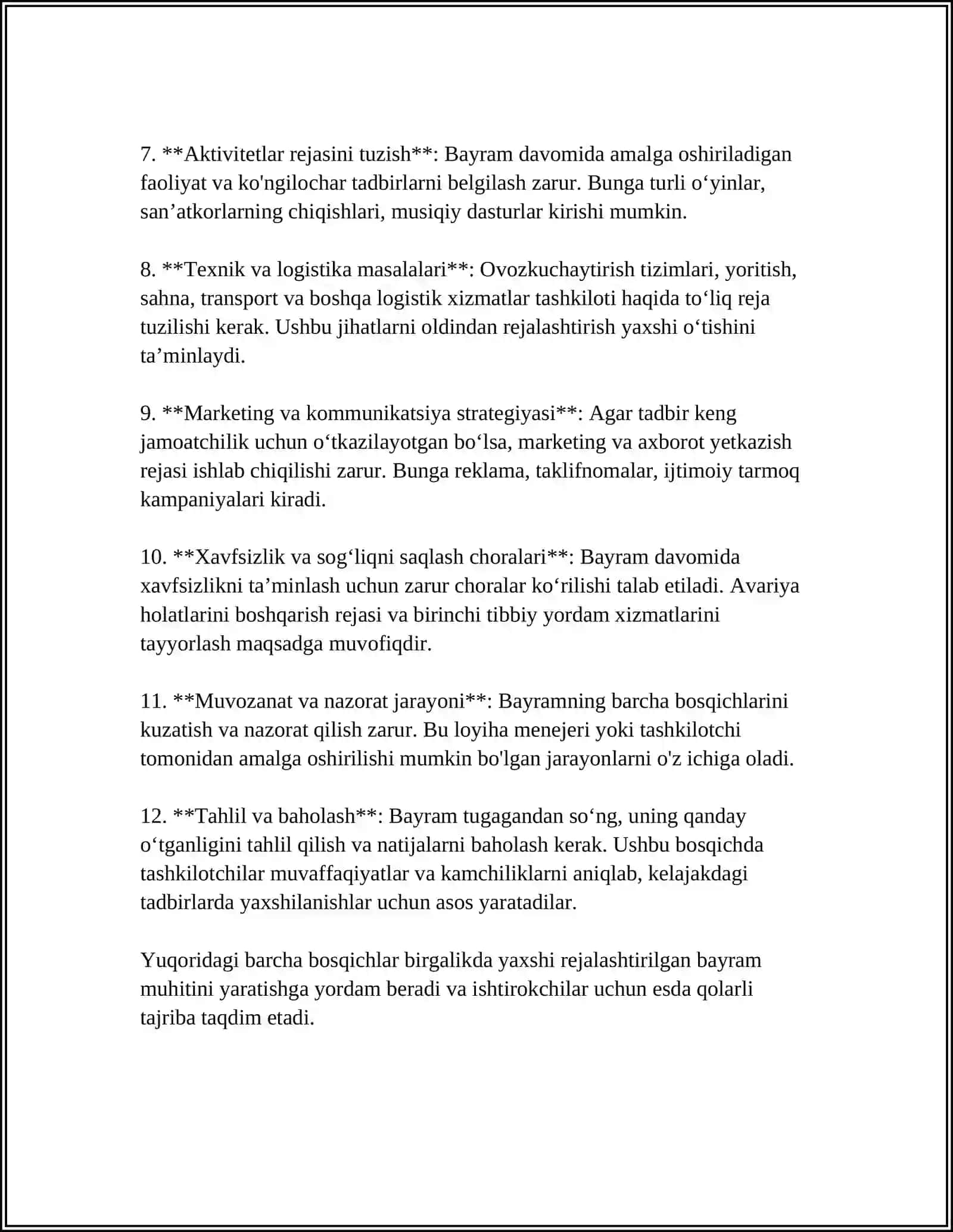 SSENNARIYLAR TAYYORLASH USULLARI:BAYRAM SSENARIYLARINI TAYYORLASH 4
