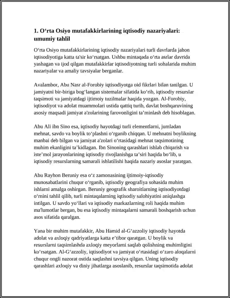 OʻRTA OSIYO MUTAFAKKIRLARINI IQTISODIY QARASHLARI 4
