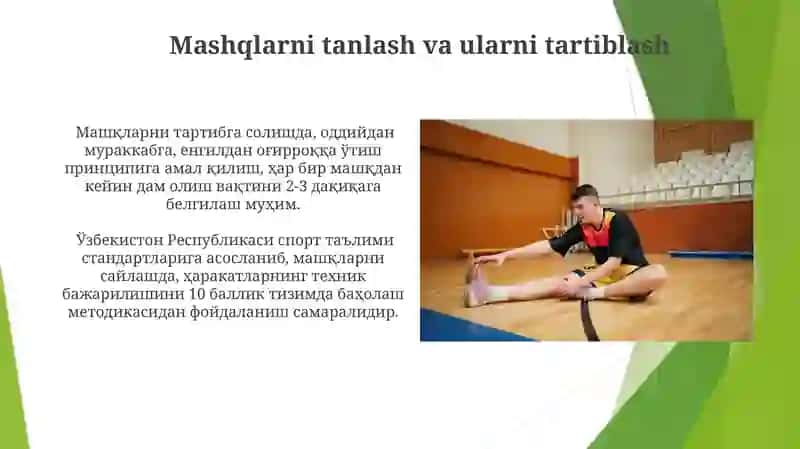 Gimnastika mashqlarini o'rgatish metodikasi 4