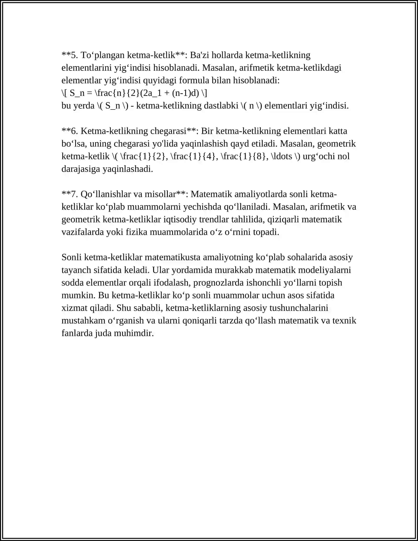 MA'LUMOTLAR TUZILMASI VA ALGORITMLARIDA SONLI KETMA-KETLIKLARNING TATBIQI 4