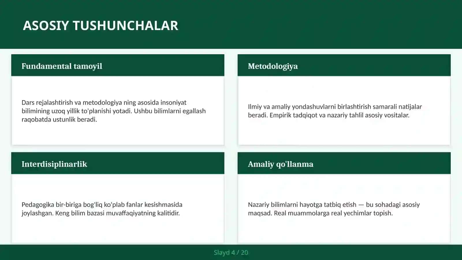 Dars rejallashitirish va metodologiya 4