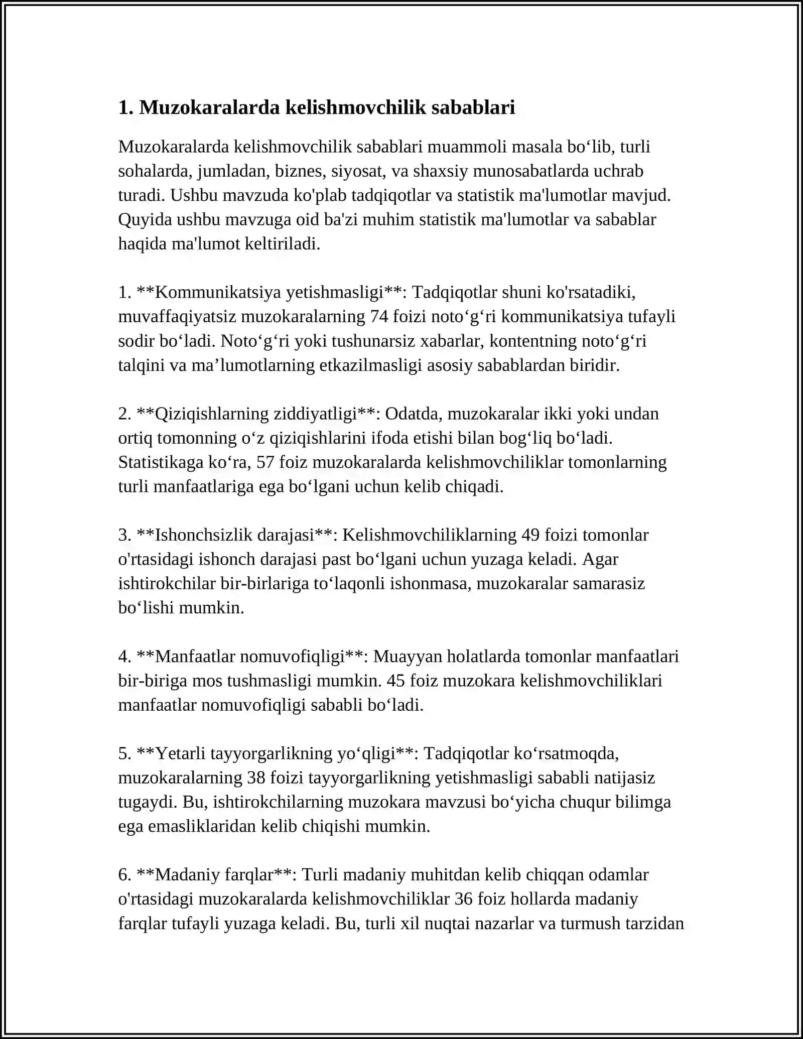 Muzokaralarda Kelishmovchilik Muammolari 4