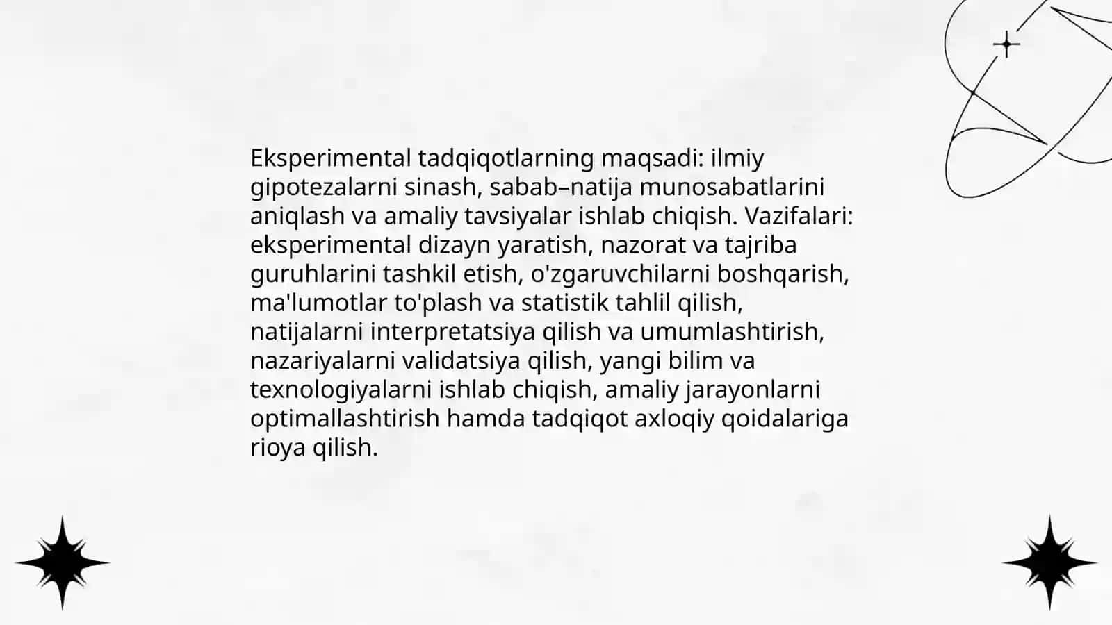 Eksperimental tadqiqotlarning mazmun mohiyati 4