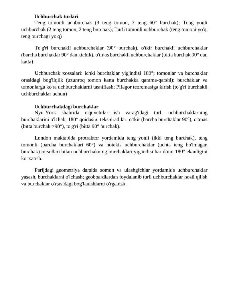 Uchburchak asosi va balandligi 5- sinflar uchun dars ishlanmasi 4