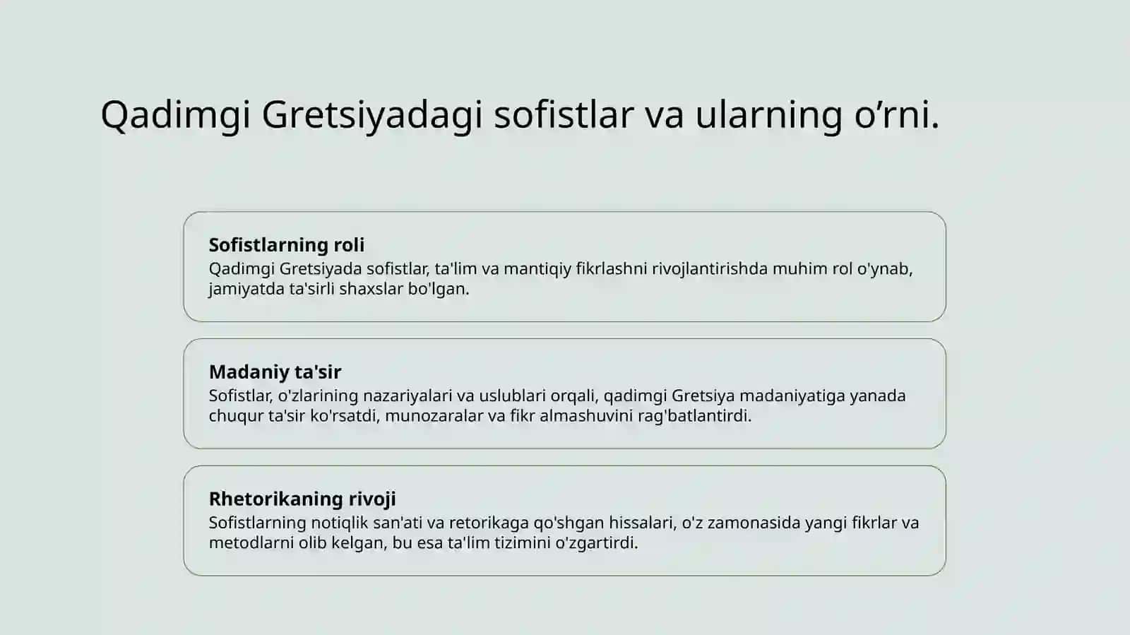 Sofistlar, ularning notiqlik san'ati rivojidagi xizmati 4