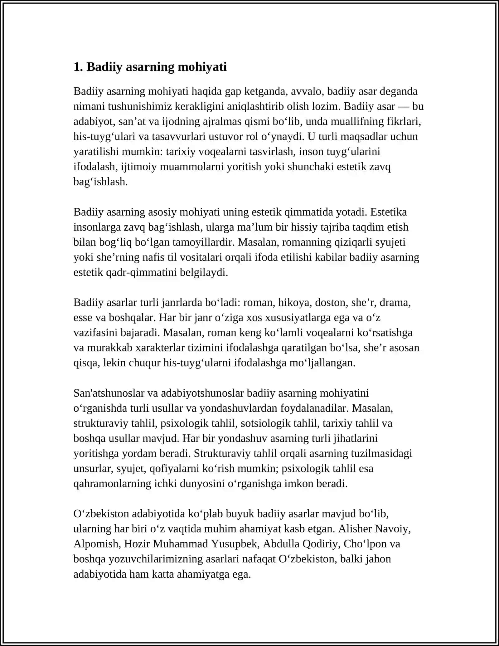 BADIIY ASAR - BADIIY KOMMUNIKATSIYA VOSITASI. BADIIY IJOD JARAYONI 4