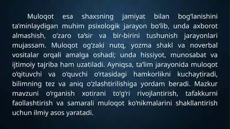Xotira, Tafakkur va Muloqot 4