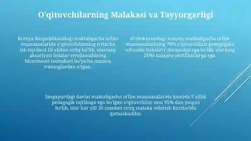 Konsepsiyada ko'rsatilgan yo'nalishlarni xalqaro maktabgacha ta'lim tajribasini taqqoslash 4