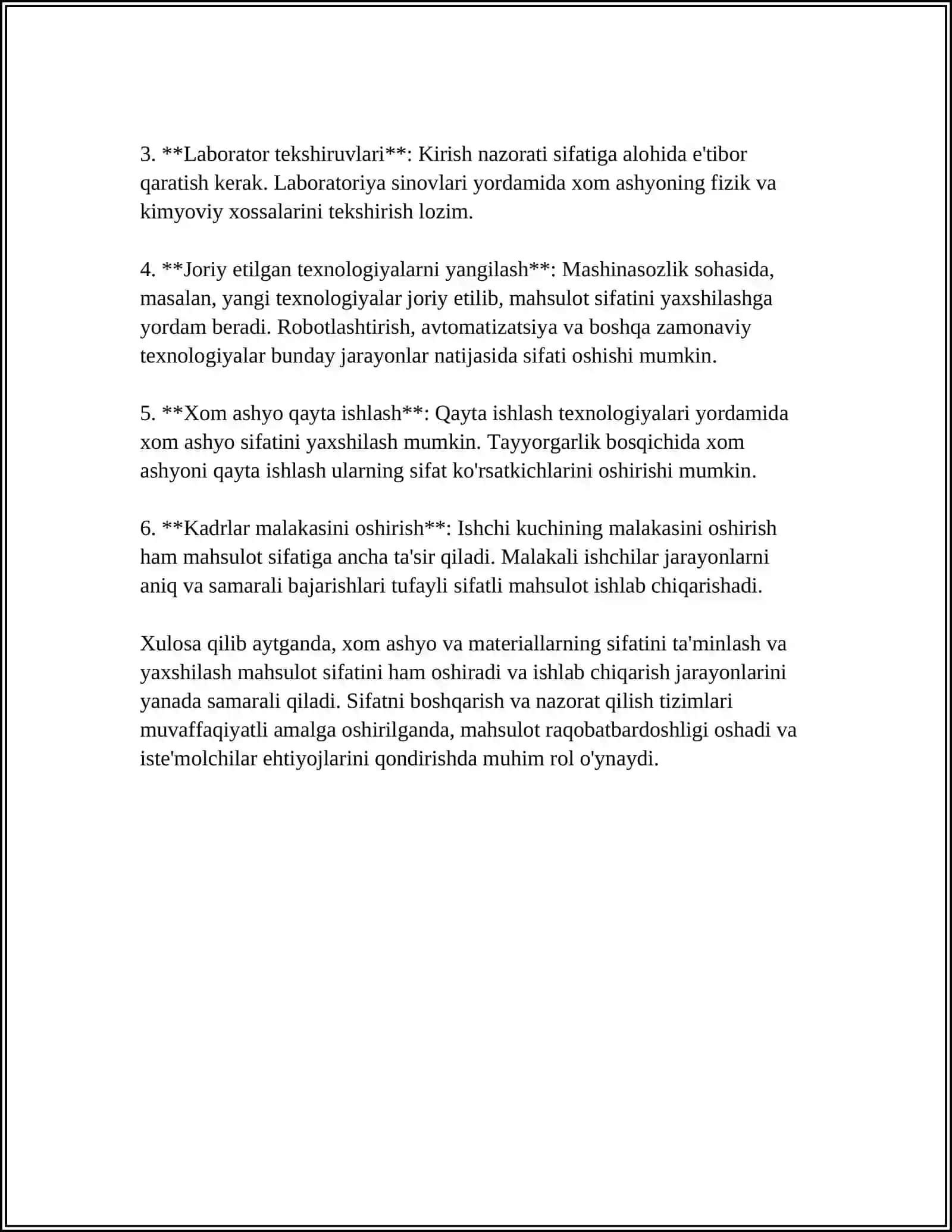 Xom ashyo va materiallarning sifati va uni yaxshilash usullari 4
