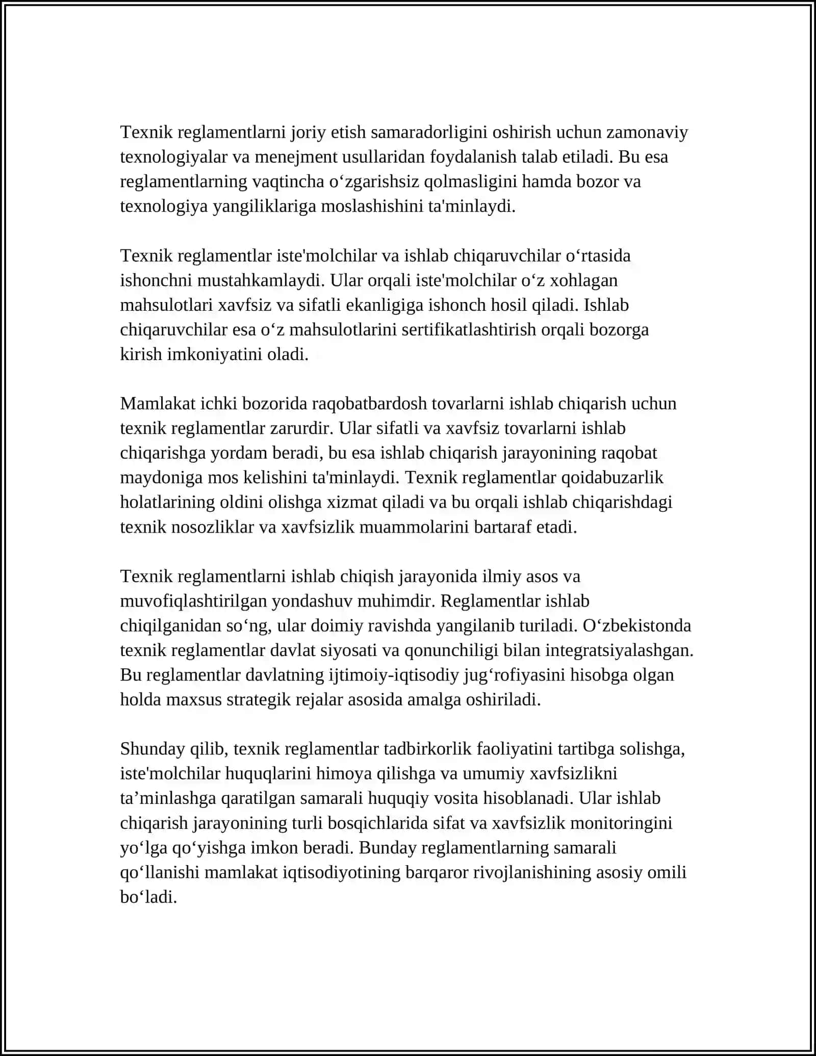 TEXNIK REGLAMENTLAR TOʻGʻRISIDA UMUMIY MAʼLUMOTLAR 4