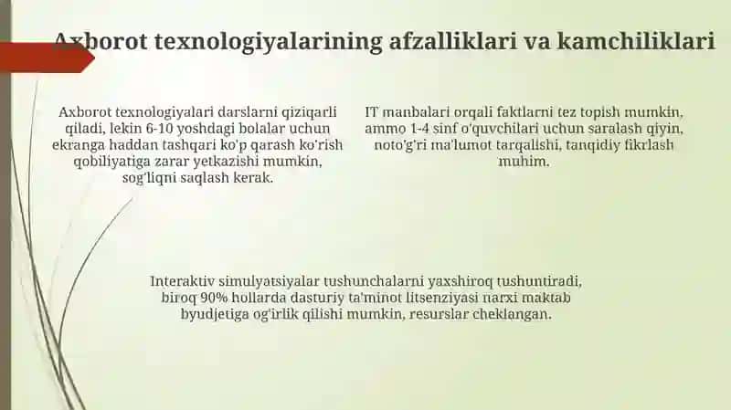 Boshlangʻich taʼlimda tabiiy fanlar darslarida axborot texnologiyalaridan foydalanish 4