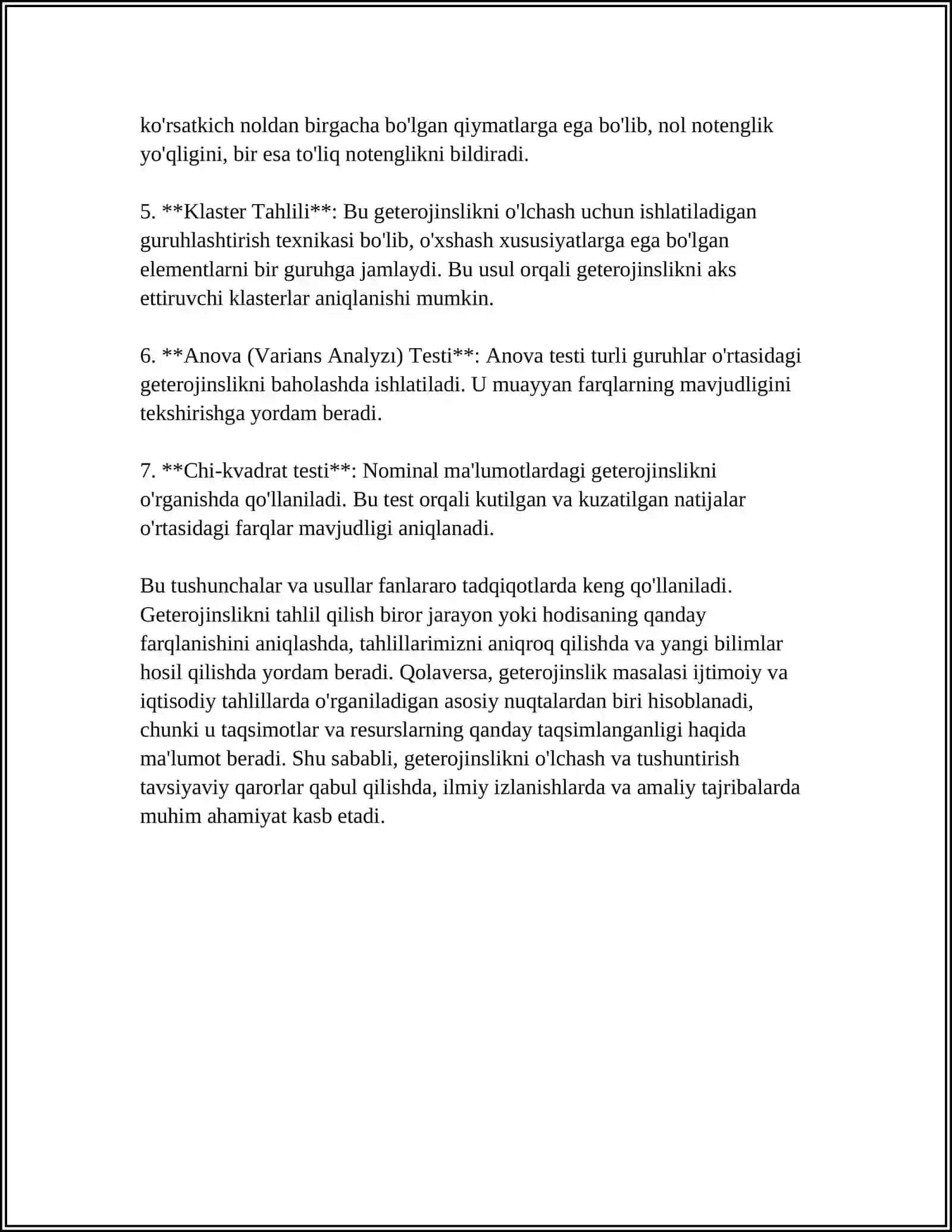 GETEROESKEDATLIKNI TEKSHIRISH TESTLARI VA ULARNING O‘ZIGA XOS XUSUSIYATLARI 4