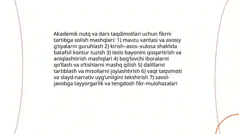 Fikrni turli nutqiy sharoit va vaziyatga mos ifodalash mashqlarini ishlab chiqish 4