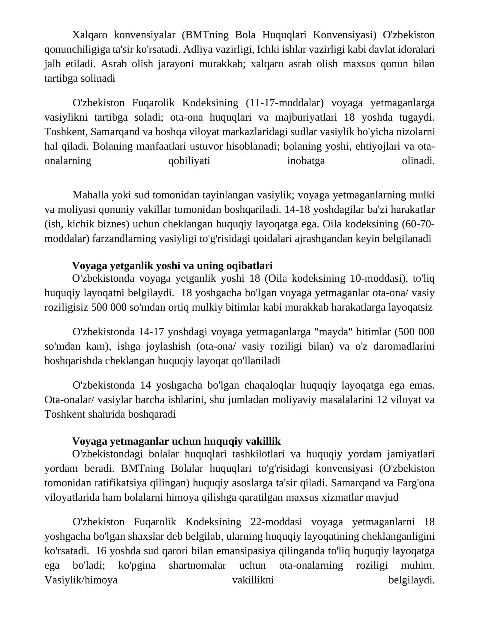 Voyaga yetmagan fuqarolarning muomala layoqatining mazmuni 4