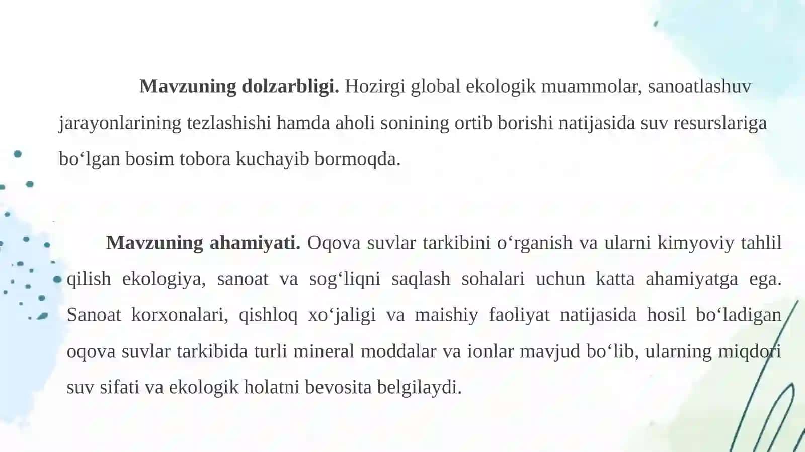 Oqovasuvların mineral moddalarini kimyoviy aniqlash usullari 4