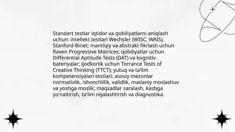 Shaxs iqtidori va qobiliyatlari diagnostikasi 4