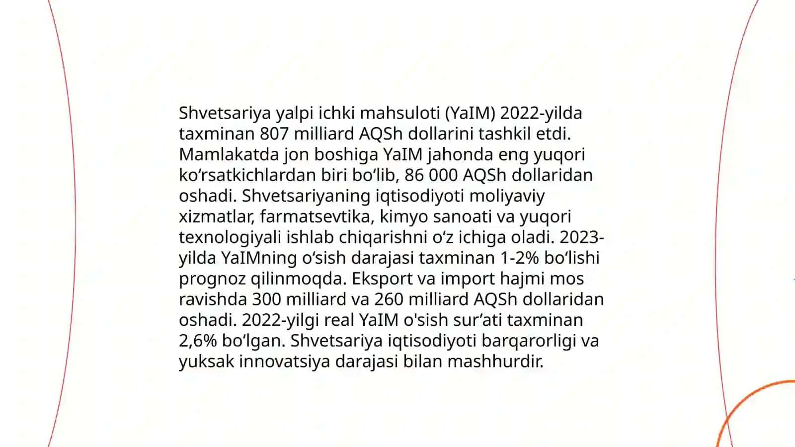 Shvetsariya Iqtisodiyoti va Yalpi Ichki Mahsuloti 4