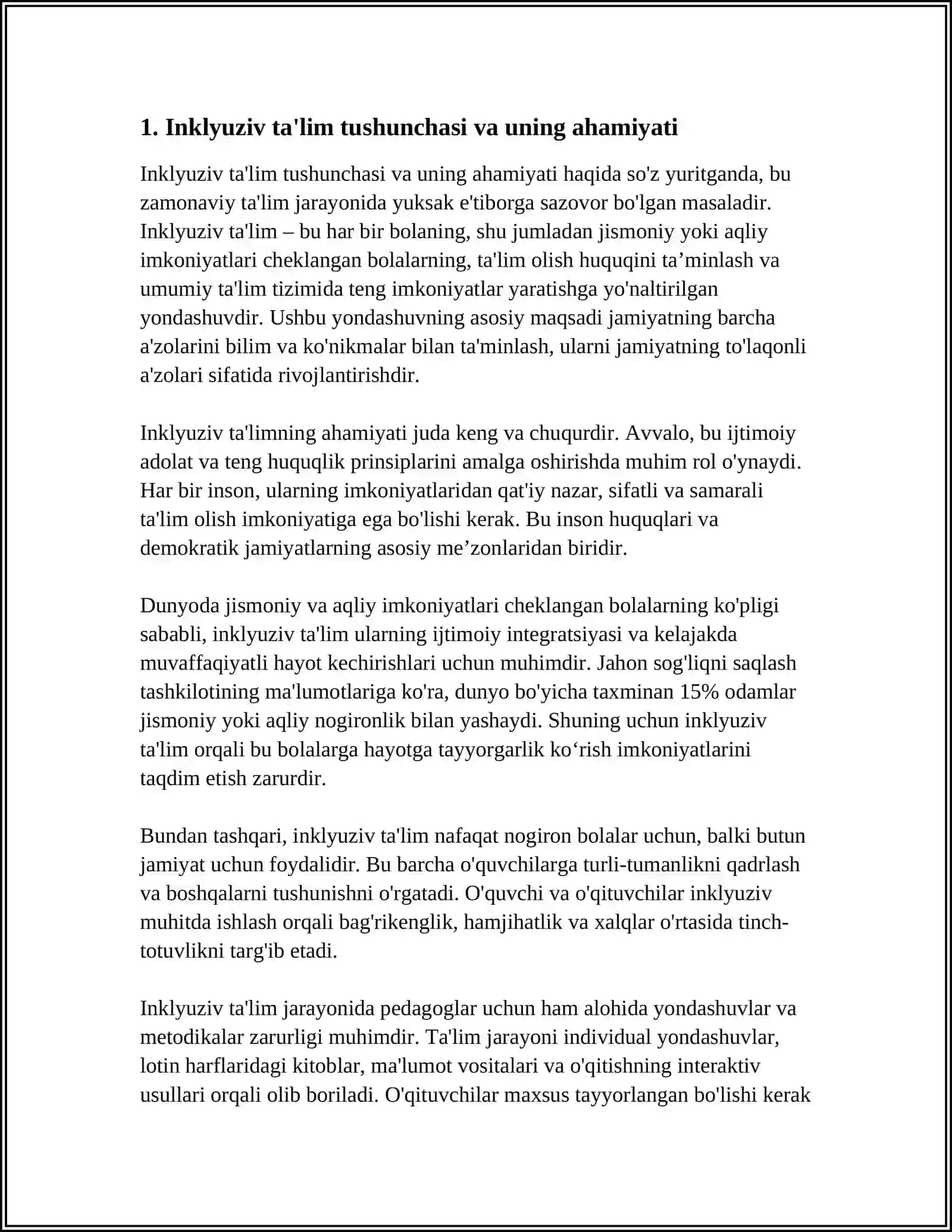 O‘ZBEKISTON RESPUBLIKASIDA INKLYUZIV TA’LIMNI QO‘LLAB-QUVVATLASHNING HUQUQIY ASOSLARI VA AMALIY TAJRIBALAR 4