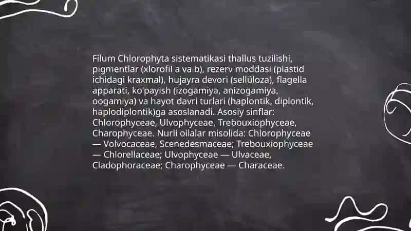 ko'k yashil suv o'simliklari (Chlorophyta) mavzusidan dars ishlanmasi 4