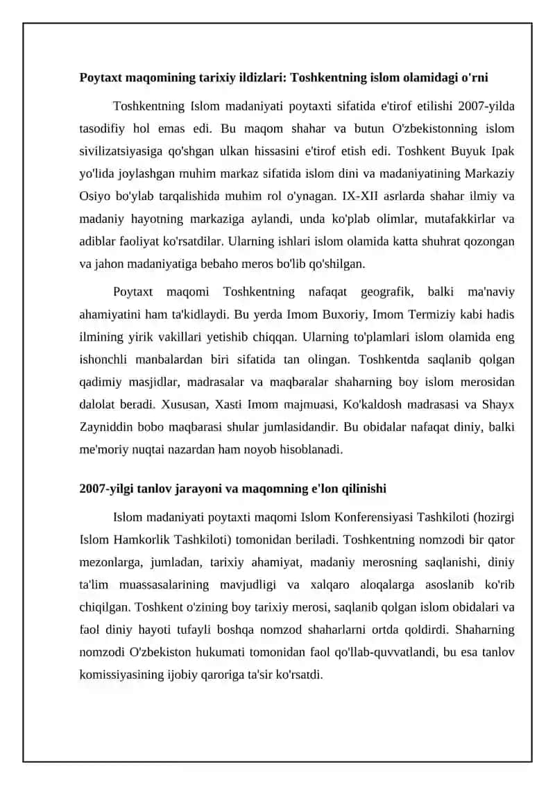 Toshkent – Islom madaniyati poytaxti: Tarix va meros 4